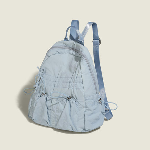 【时尚文艺抽绳设计，舒适轻便~】韩国轻便尼龙双肩包 日系文艺抽绳学生书包 休闲运动旅行背包 采用高质量尼龙材质制作，轻便柔软，防水防护-QQ 商品图1