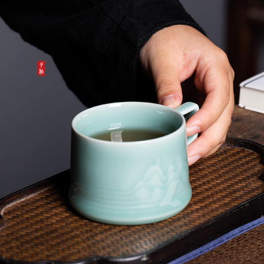 龙泉青瓷中式山水泡茶杯礼盒装 商品图3