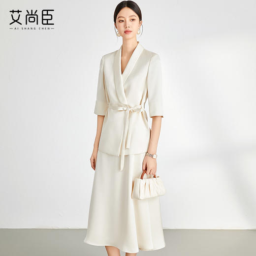 艾尚臣气质职业两件套秋季五分袖高级感西装套装裙教师主持人正装 商品图2