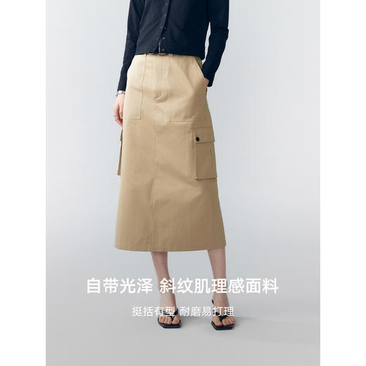 棉仓352617004-工装风直筒多口袋半身裙 商品图2