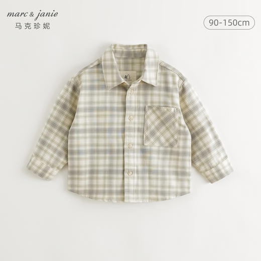马克珍妮男童经典格纹纯棉衬衫儿童衬衣轻潮2024年秋装新款241512 商品图0