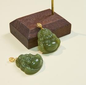 玉美人菲菲HZ#S925和田玉叶子扣佛公吊坠约29*34mm-多样性发一