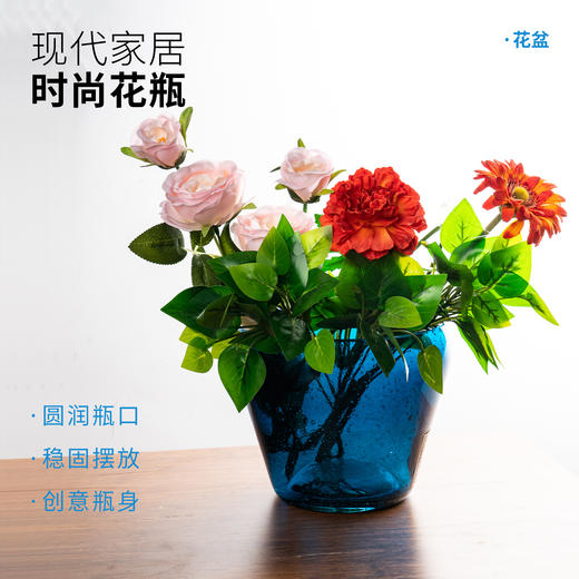 限时福利 | 高颜值时尚轻奢花瓶绿萝神器 玻璃大口径花盆餐桌插花透明水养鲜花花瓶 商品图0