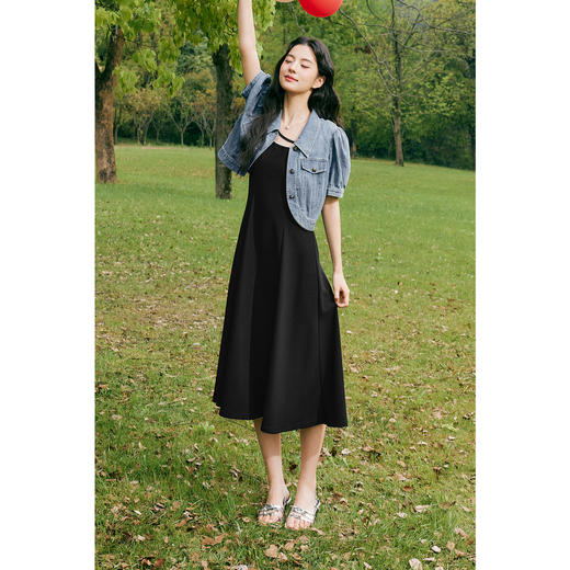 【商场同款】诗凡黎翻领纯棉牛仔短外套2024夏新款3F4510311-H 商品图1