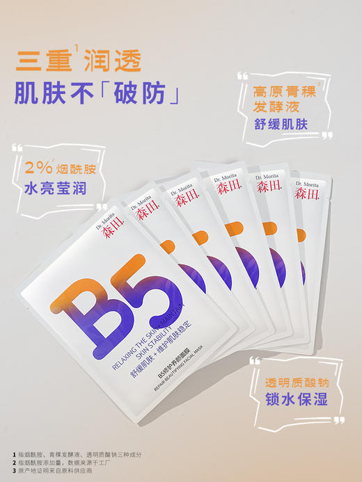 【森田药妆】B5修护养颜面膜（25g*10片/盒） 商品图4