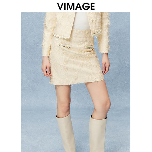 VIMAGE纬漫纪经典复古小香风显瘦包臀短裙半身裙秋季新款V2206805 商品图2