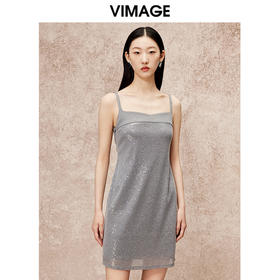 VIMAGE纬漫纪时尚露背时尚洋气吊带修身显瘦礼服连衣裙秋新款V2277805