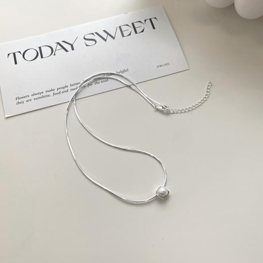 ins风 s925银高级珍珠迷你方形项链锁骨 商品图2