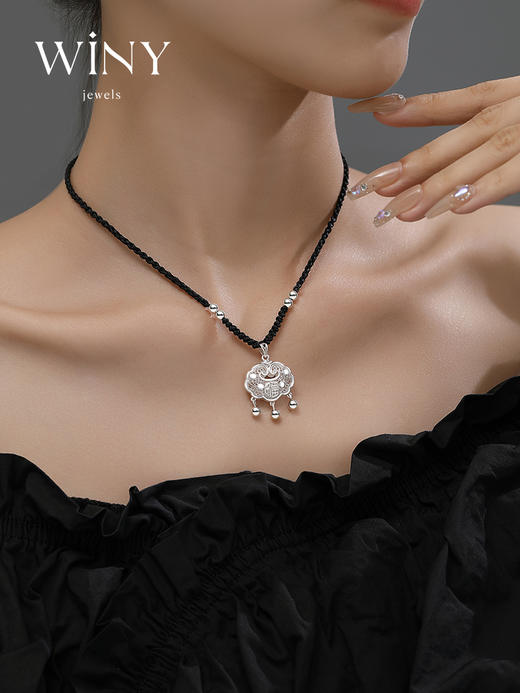 【轻云港】Winy999足银祈愿同心锁项链送女友闺蜜节日生日礼物 商品图1