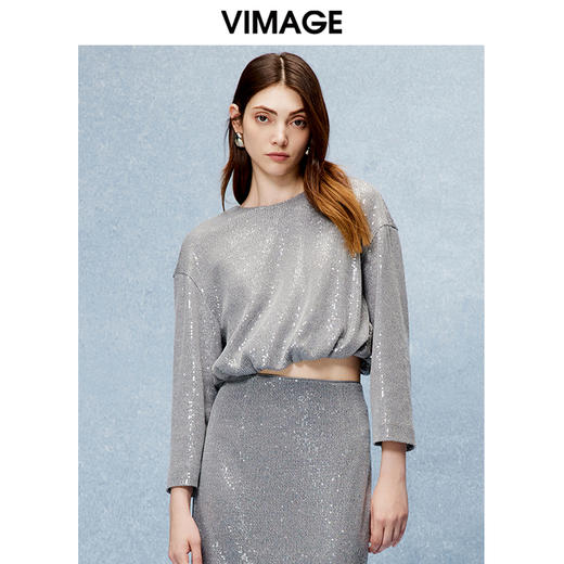 VIMAGE纬漫纪时尚宽松短款显瘦上衣秋季新款V2213819 商品图4