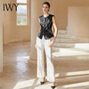 IWY/黑色无袖西装马甲白色微喇裤气质时尚两件套高级感职业套装M1997+P1997 商品缩略图1