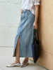 美式复古前开叉直筒牛仔半裙FB4955243 商品缩略图2