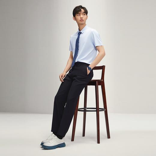 【无缝工艺】柒牌翻领短袖衬衫男士2025夏季新款弹力商务条纹衬衣	128A70310 商品图3