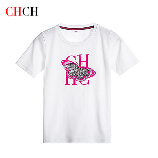 CHCH祈祈2023春夏新品蝴蝶印花儿童T恤CN1G4B006 商品图1