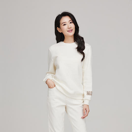 素道天然有机彩棉圆领情侣卫衣 时尚男女同款运动衫 针织长袖装 商品图0