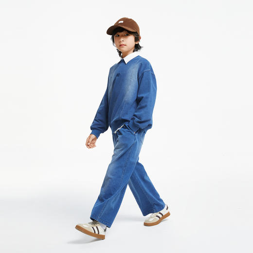 男女童超宽松牛仔卫衣长袖上衣新款安奈儿童装实体店同款AM431551 商品图5