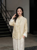 盛唐婧 |提花真丝缎一鹿有你对襟外套-杏色 商品缩略图0