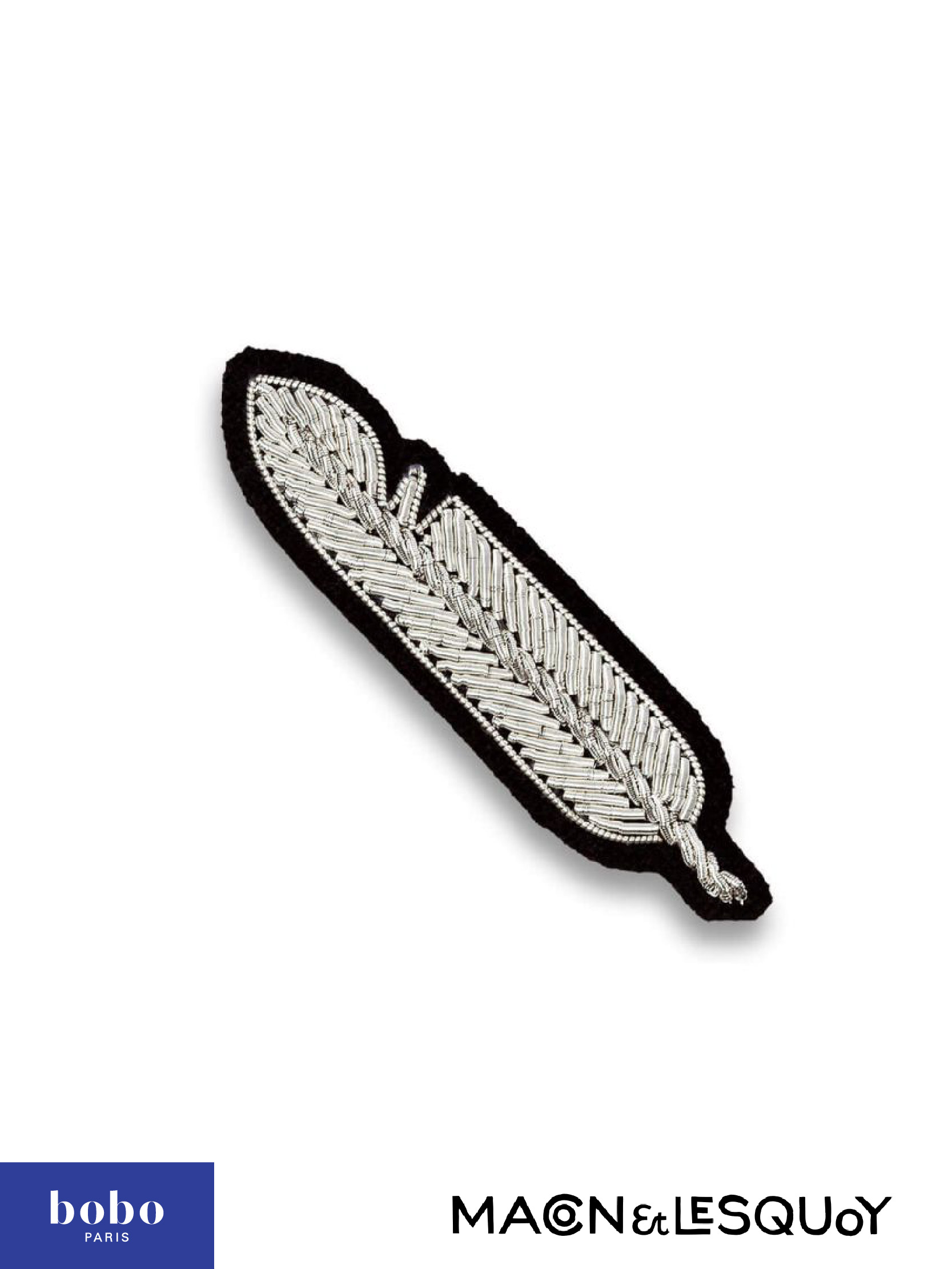 Macon&Lesquoy 银色羽毛 自然系列 上新法国原创设计M&L刺绣手工饰品胸针