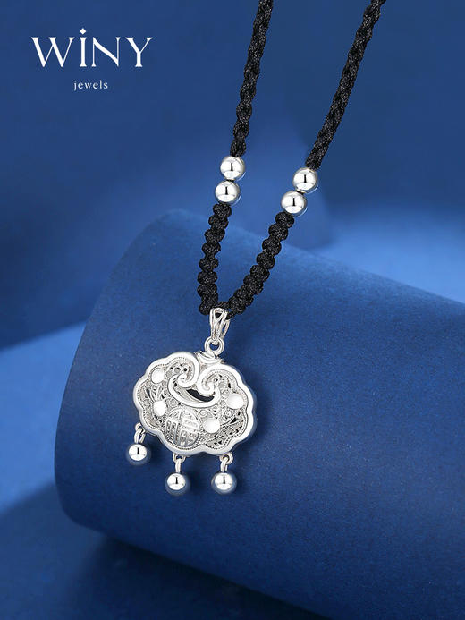 【轻云港】Winy999足银祈愿同心锁项链送女友闺蜜节日生日礼物 商品图3