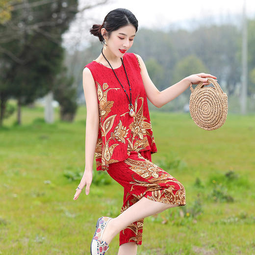 棉绸套装妈妈装，加肥大码中老年家居服两件套HS 商品图3