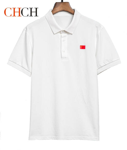 CHCH祈祈春夏国旗衫百搭短袖POLOT恤米白色男女同款CL2G1A002 商品图0