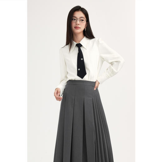 【商场同款】诗凡黎灰色学院风百褶半身裙2024夏新款女3F4140742 商品图1