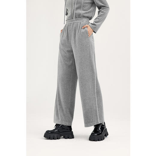 【商场同款】诗凡黎灰色直筒休闲裤2024春新款垂感长裤3F1150101 商品图0