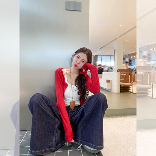 <曾小咸推荐>【蓝色海岸】2色阔腿牛仔裤 商品图3