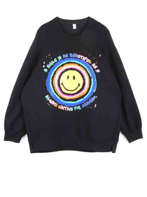 水淼2024秋冬新款笑脸印花休闲针织衫8928 商品图9