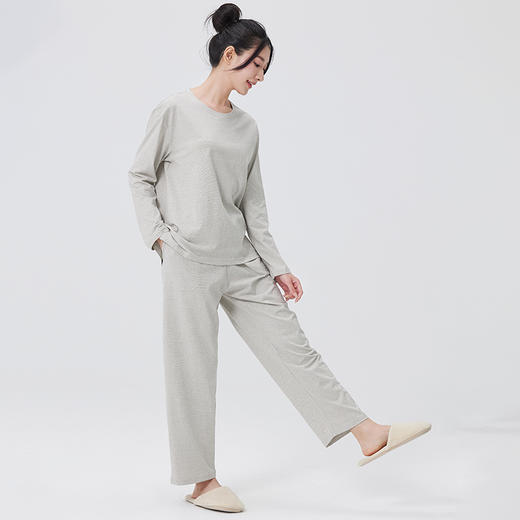 素道有机彩棉 纯棉男女长袖家居服 薄款情侣睡衣 100%棉套装 商品图1