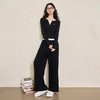 西遇假两件长袖T恤两件套女新款黑色阔腿裤休闲套装D3442167 商品缩略图1