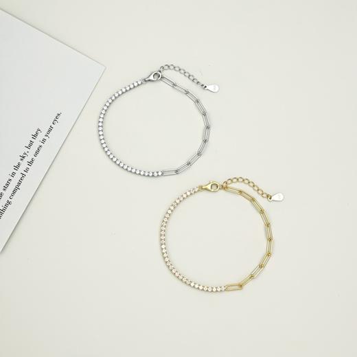 星星闪耀系列手链 s925银 白色圆锆网球链双拼 商品图9