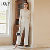 IWY/夏季杏色长袖微透视西装微喇裤两件套气质高端御姐范职场套装CP15090 商品缩略图1