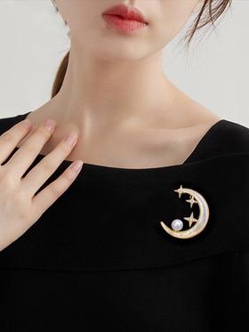 7DAYS星辰月亮珍珠母贝胸针