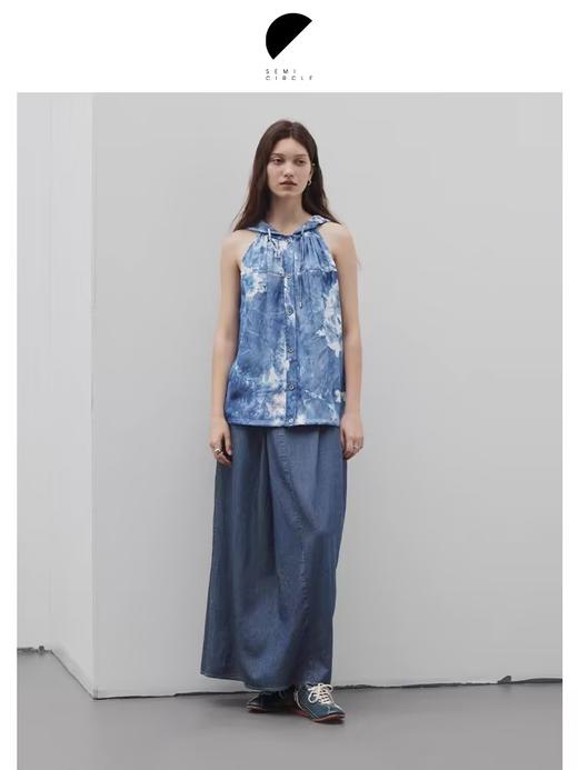 半圆/D24202314/扎染连帽挂脖背心 商品图1