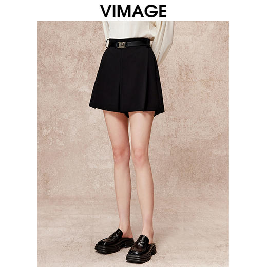 VIMAGE纬漫纪时尚休闲显瘦高腰直筒短裤秋季新款V2205807 商品图2