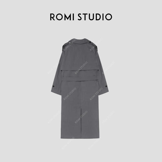 ROMI STUDIO“文艺作家”100%棉大翻领双排扣腰带廓形风衣 431F2042 商品图4