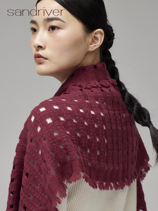 青海羊绒撞色镂空围巾SJF96W223A 商品图1