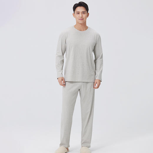 素道有机彩棉 纯棉男女长袖家居服 薄款情侣睡衣 100%棉套装 商品图3