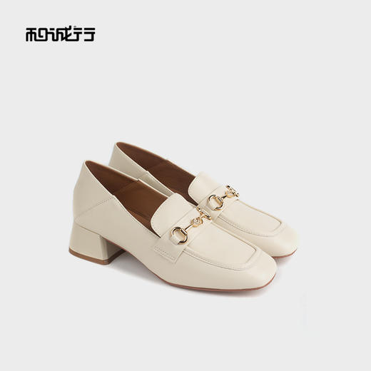 和诚行 2024秋冬新款时尚简约乐福鞋女鞋舒适真皮中跟单鞋2020010 商品图0