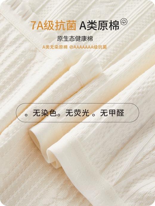 【7A级A类原棉内裤】自然零染色纯棉大码裸感无痕少女内裤 中腰包臀透气抗菌裆三角裤白色女生三角裤 商品图2