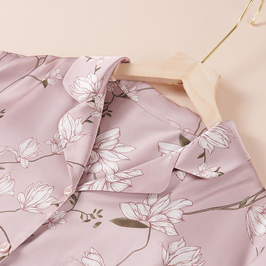 TG-TG03S302仿缎面丝绸睡衣女款春夏新款 印花短袖长裤性感套装薄家居服 商品图2