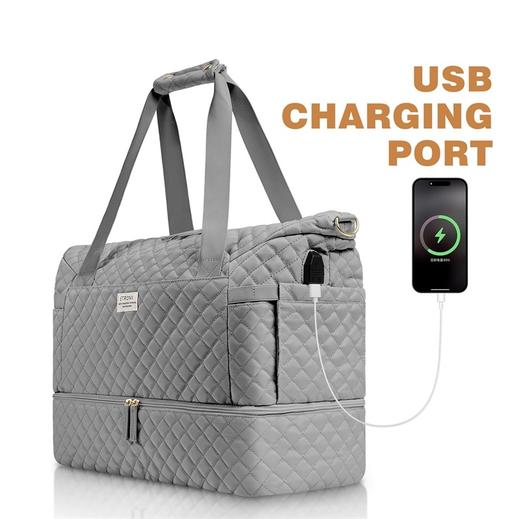 英国 ETRONIK 菱格纹 大容量手提旅行包 运动健身包 带USB充电端口 商品图6