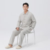 素道有机彩棉 纯棉男士灰色长袖家居服 纽扣翻领100%棉睡衣 商品缩略图2
