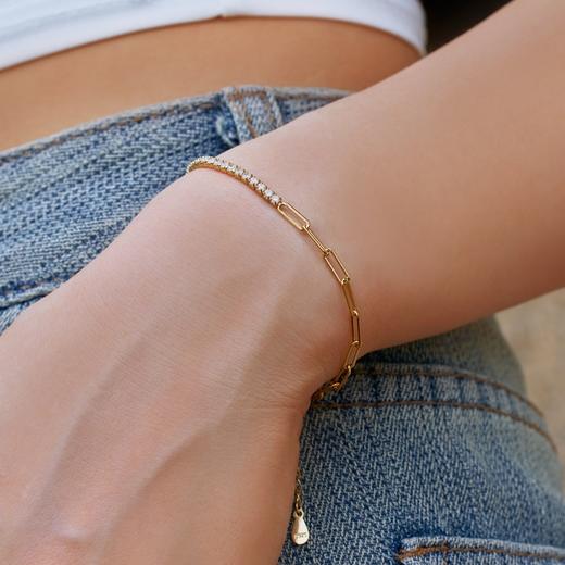 星星闪耀系列手链 s925银 白色圆锆网球链双拼 商品图1