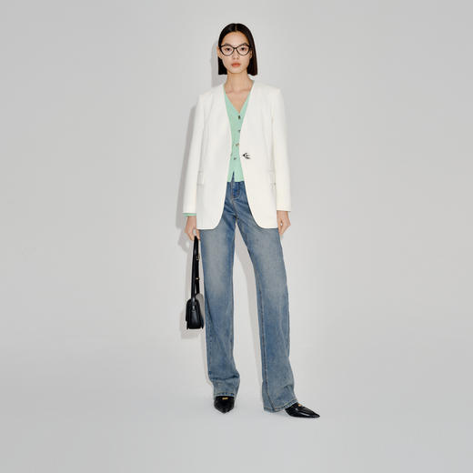 【特惠不退货】伊芙丽设计感异形纽扣薄荷绿针织衫2024春1F2130251 商品图4