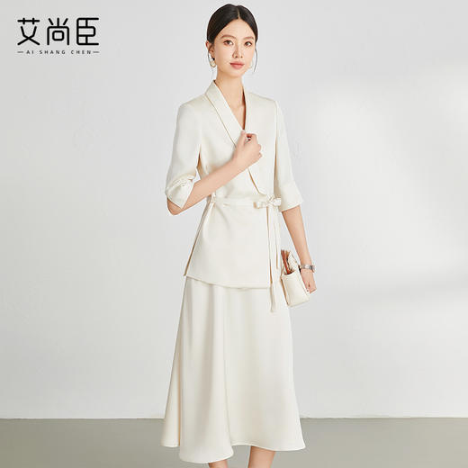 艾尚臣气质职业两件套秋季五分袖高级感西装套装裙教师主持人正装 商品图5