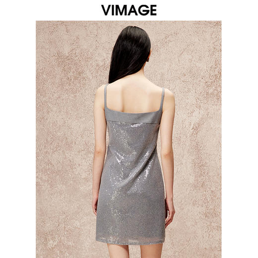 VIMAGE纬漫纪时尚露背时尚洋气吊带修身显瘦礼服连衣裙秋新款V2277805 商品图5