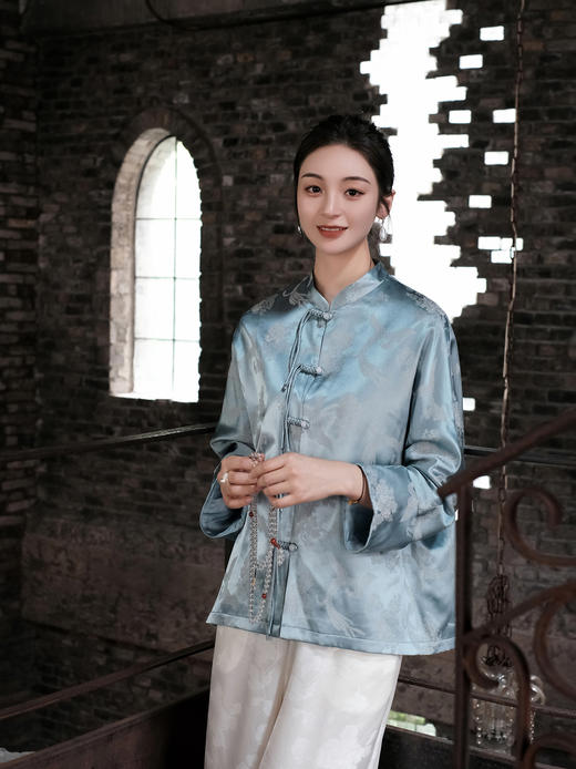 盛唐婧 |真丝火凤凰蓝外套 商品图3