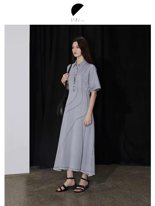 半圆/D24201360/不规则天丝牛仔连衣裙 商品图0